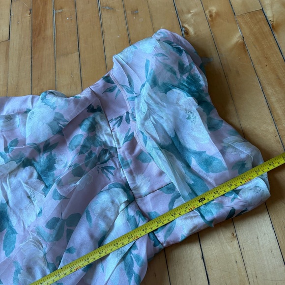 Maniju Sz M Floral Iridescent Wedding Evening Strapless Maxi Gown Dress - Picture 11 of 12